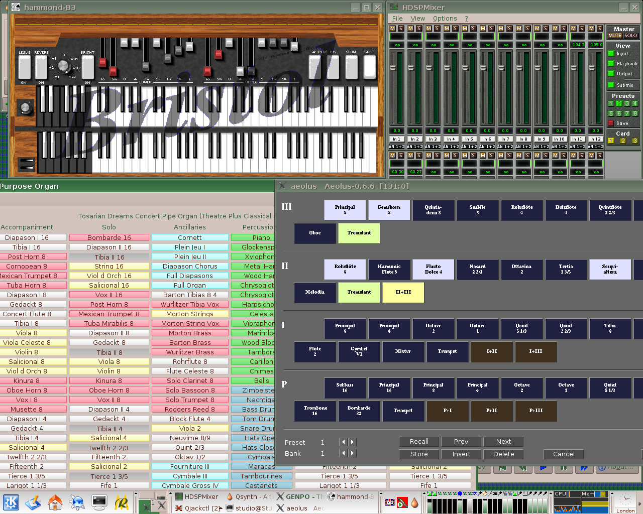 The three leading organ simulators can be used simultaneously on the MAI DAW Mk III.